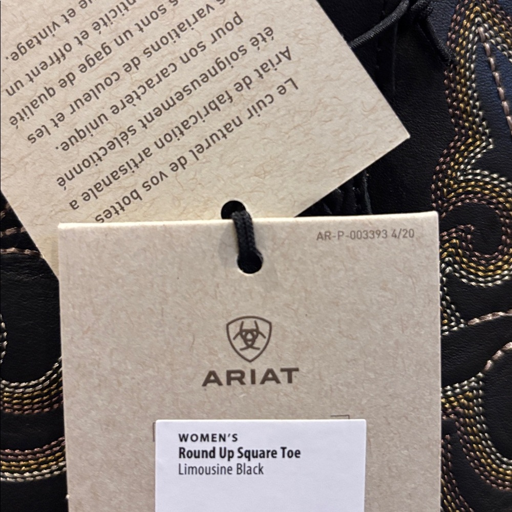 Ariat Round Up Square Toe Limousine Black 4LR technology,Duratread sole,stitch - Picture 9 of 14